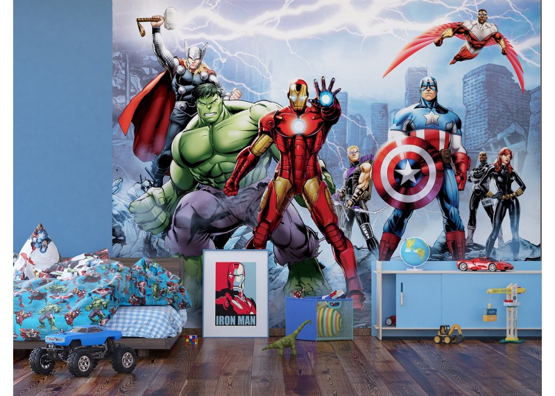 Komiksoví Avengers , Marvel, AG Design, fototapeta do dětského pokoje, lepidlo součástí balení, 360x270