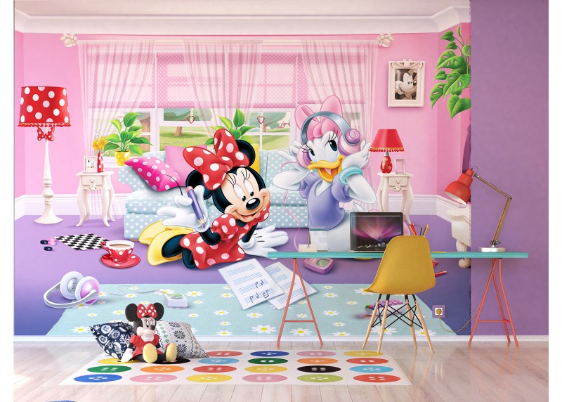 Minnie Mouse a Kačka Daisy, Disney, AG Design, fototapeta do dětského pokoje, lepidlo součástí balení, 360x270