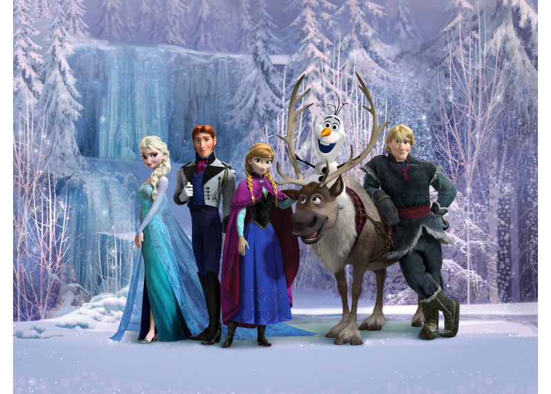 Postavy Frozen v kouzelném lese, Ledové království, Disney, AG Design, fototapeta do dětského pokoje, lepidlo součástí balení, 360x270