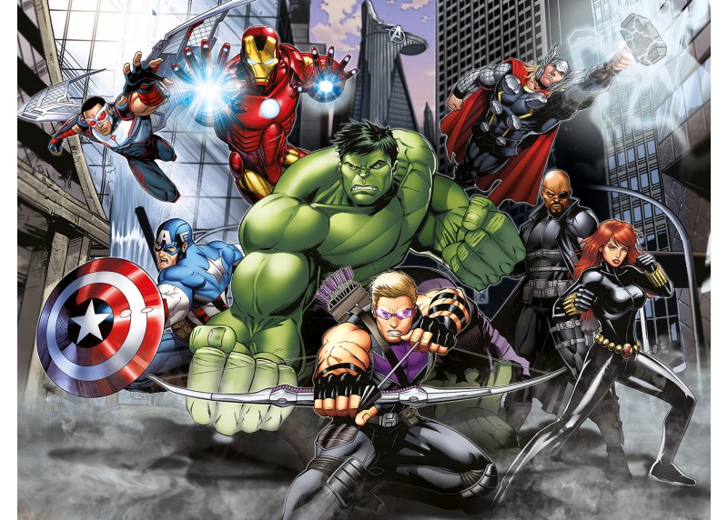 Hrdinové Avengers v akci, Marvel, Disney, AG Design, fototapeta do dětského pokoje, lepidlo součástí balení, 360x270