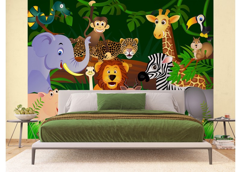 Džungle, AG Design, fototapeta ekologická vliesová do dětského pokoje, lepidlo součástí balení, 360x270