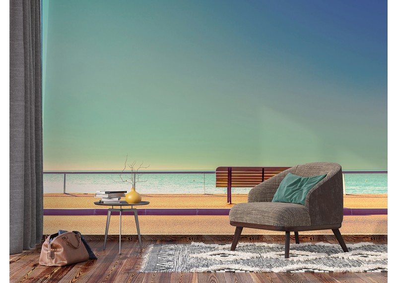 Lavička u moře, AG Design, fototapeta ekologická vliesová do obývacího pokoje, ložnice, jídelny, kuchyně, lepidlo součástí balení, 375x270