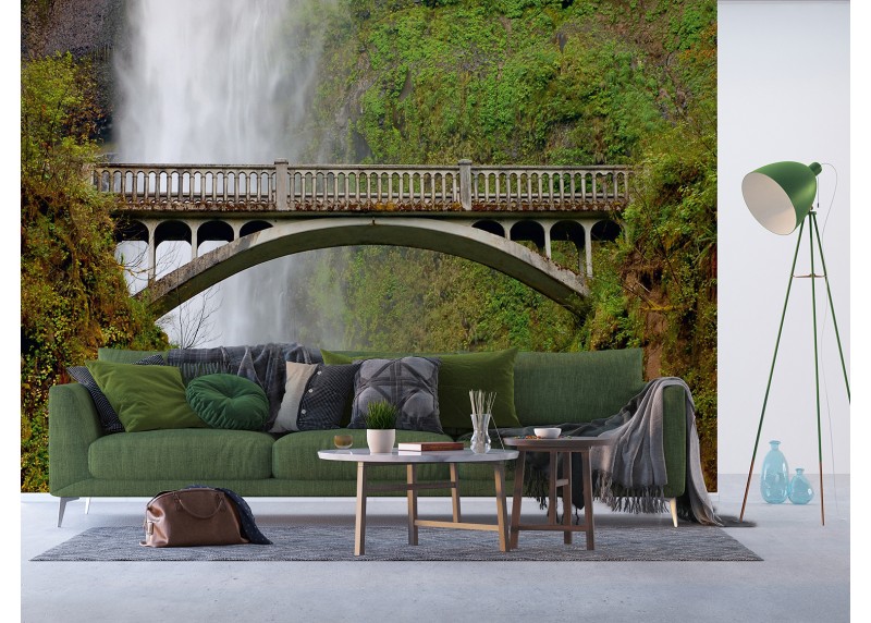 Most přes Multonomah Falls,  AG Design, fototapeta ekologická vliesová do obývacího pokoje, ložnice, jídelny, kuchyně, lepidlo součástí balení, 375x270