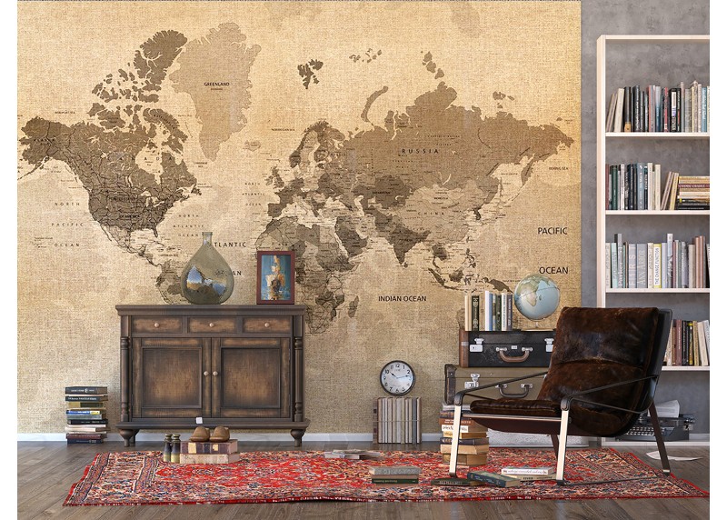 Historická mapa světa, AG Design, fototapeta ekologická vliesová do obývacího pokoje, ložnice, jídelny, kuchyně, lepidlo součástí balení, 375x270