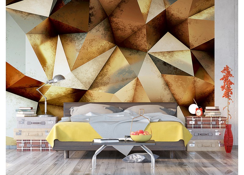 3D trojúhelníky, AG Design, fototapeta ekologická vliesová do obývacího pokoje, ložnice, jídelny, kuchyně, lepidlo součástí balení, 360x270