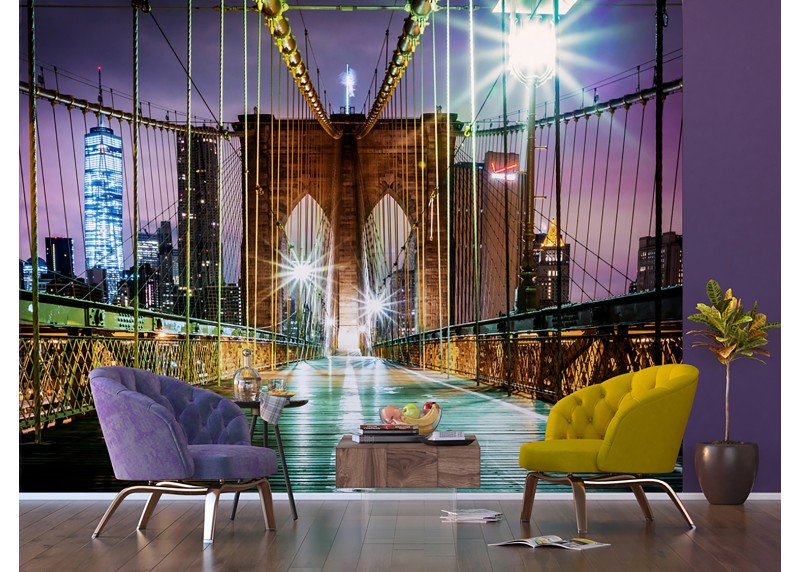 Cesta přes Brooklynský most,  AG Design, fototapeta ekologická vliesová do obývacího pokoje, ložnice, jídelny, kuchyně, lepidlo součástí balení, 375x270