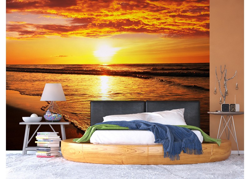Zapadající slunce nad oceánem, AG Design, fototapeta ekologická vliesová do obývacího pokoje, ložnice, jídelny, kuchyně, lepidlo součástí balení, 375x270