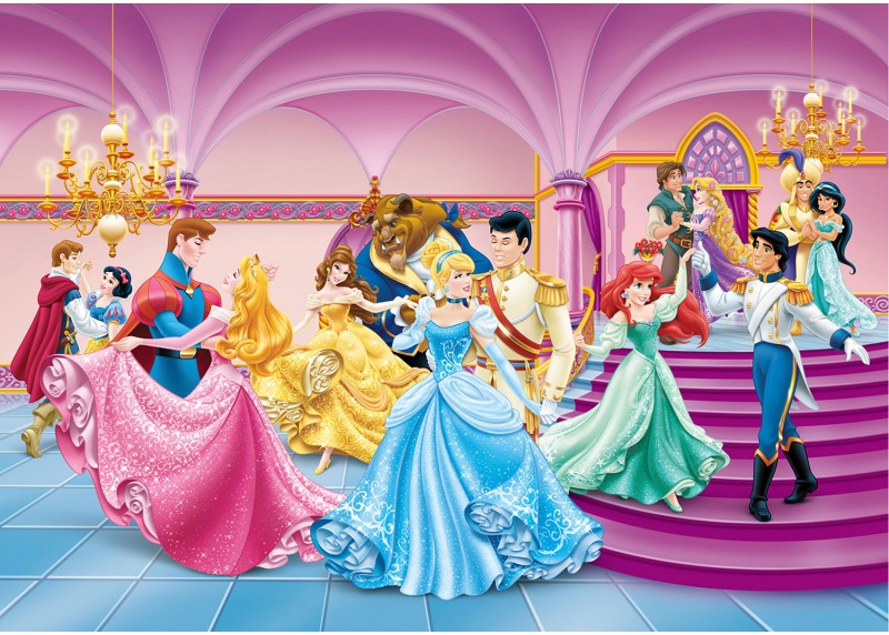Tančící princezny, Disney, AG Design, fototapeta do dětského pokoje, lepidlo součástí balení, 255x180