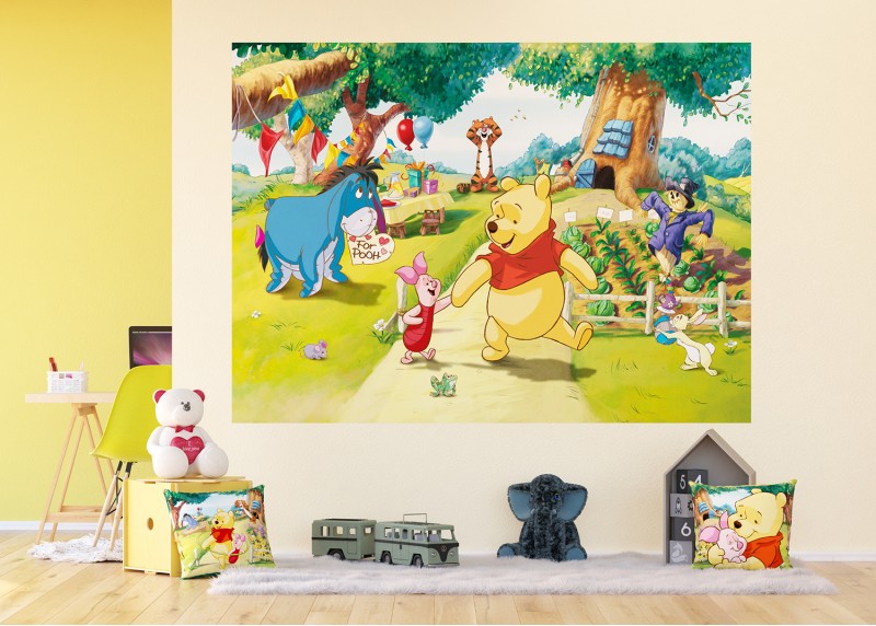 Medvídek Pú s přáteli na oslavě, Disney, AG Design, fototapeta do dětského pokoje, lepidlo součástí balení, 255x180