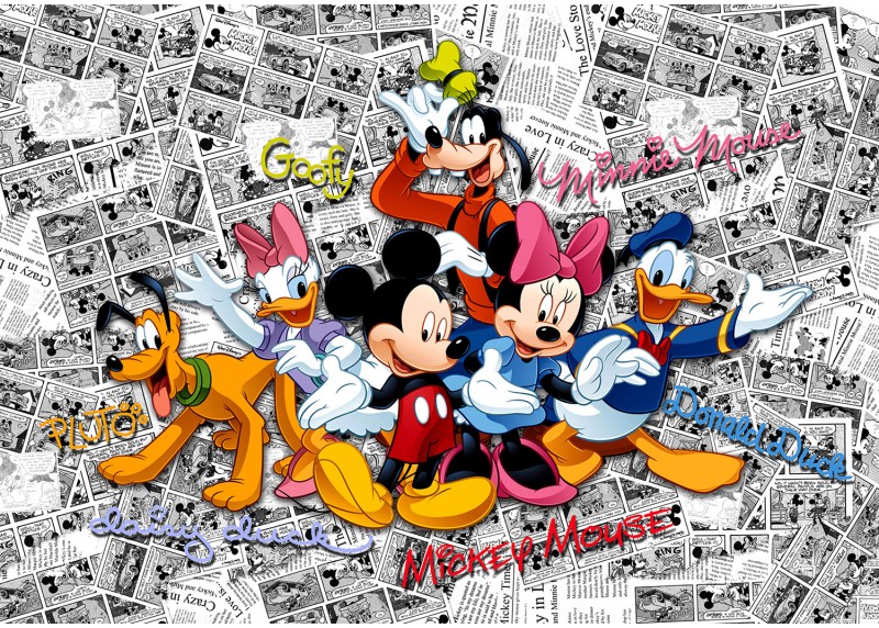 Mickey Mouse a spol, Disney, AG Design, fototapeta do dětského pokoje, lepidlo součástí balení, 360x254