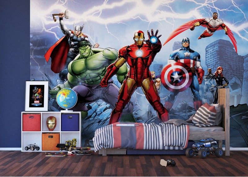 Avengers v boji proti nepřátelům, Marvel, AG Design, fototapeta do dětského pokoje, lepidlo součástí balení, 360x254