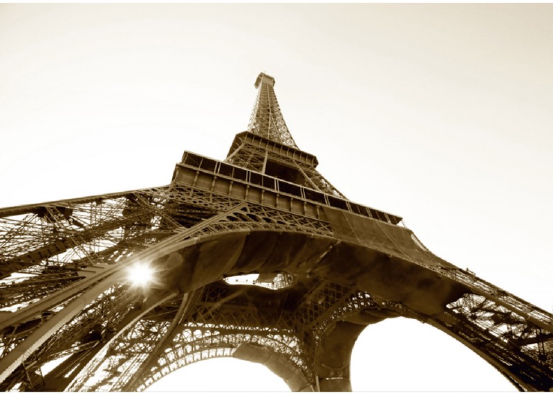 Eiffelova věž v černobílé barvě, AG Design, fototapeta do obývacího pokoje, ložnice, jídelny, kuchyně, lepidlo součástí balení, 360x254