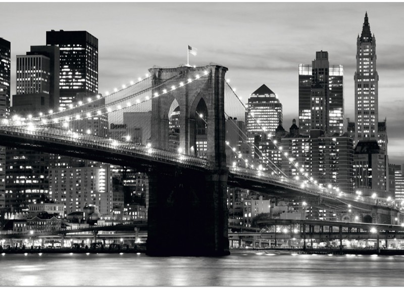 Brooklynský most v noci, AG Design, fototapeta do obývacího pokoje, ložnice, jídelny, kuchyně, lepidlo součástí balení, 360x254