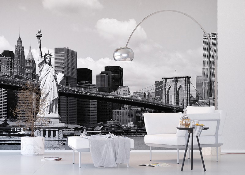 Brooklynský most a Socha svobody, AG Design, fototapeta do obývacího pokoje, ložnice, jídelny, kuchyně, lepidlo součástí balení, 360x254