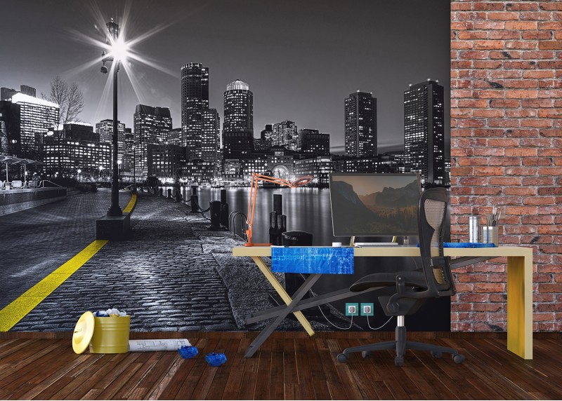 Noční nábřeží Bostonu, AG Design, fototapeta do obývacího pokoje, ložnice, jídelny, kuchyně, lepidlo součástí balení, 360x254