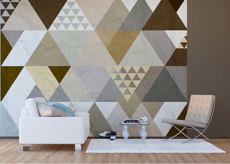 Abstraktní trojúhelníky, AG Design, fototapeta do obývacího pokoje, ložnice, jídelny, kuchyně, lepidlo součástí balení, 360x254