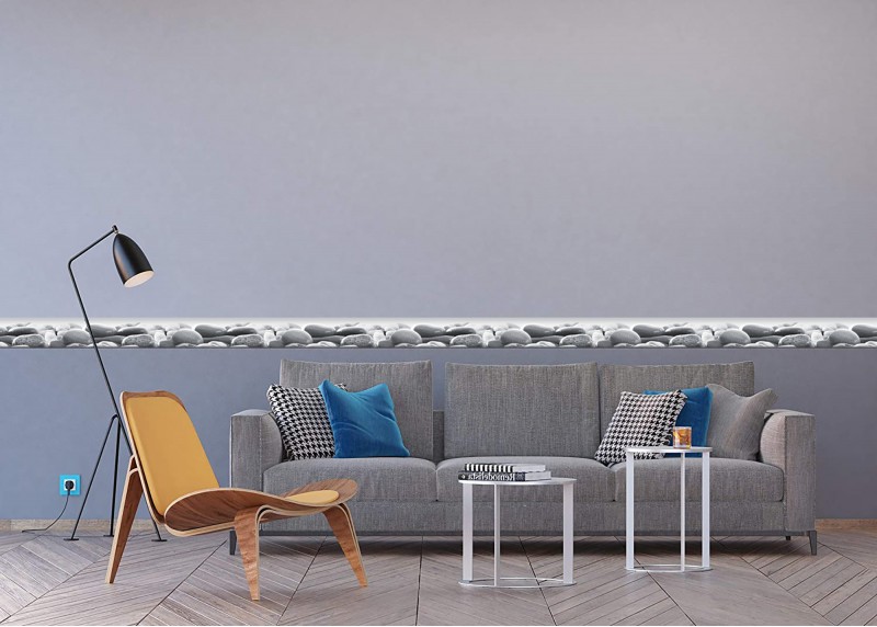 Kameny na pláži, samolepící bordura pro stěny obývacího pokoje, ložnice, jídelny, kuchyně, chaty, AG Design, 5 m x 13.8 cm, WB 8215