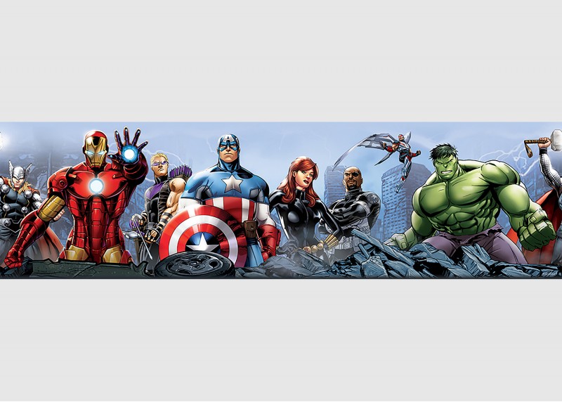 Avengers, Marvel, samolepící bordura pro dětské pokoje, AG Design 9.7 cm x 5 m, WBD 8087