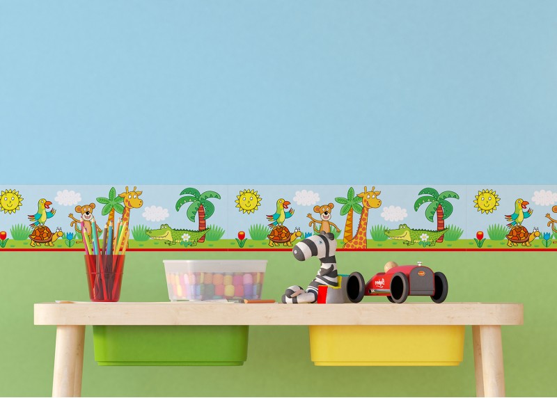 Žiraf, samolepící bordura do dětského pokoje, 5 m x 13.8 cm, WBD 8102