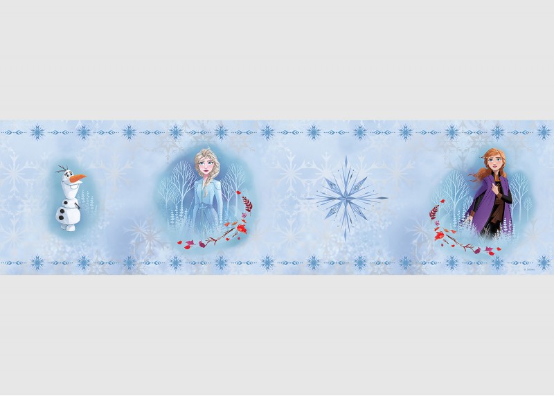 Olaf s Elsou a Annou, Frozen 2, Disney, samolepící bordura do dětského pokoje, 5 m x 13.8 cm, WBD 8109