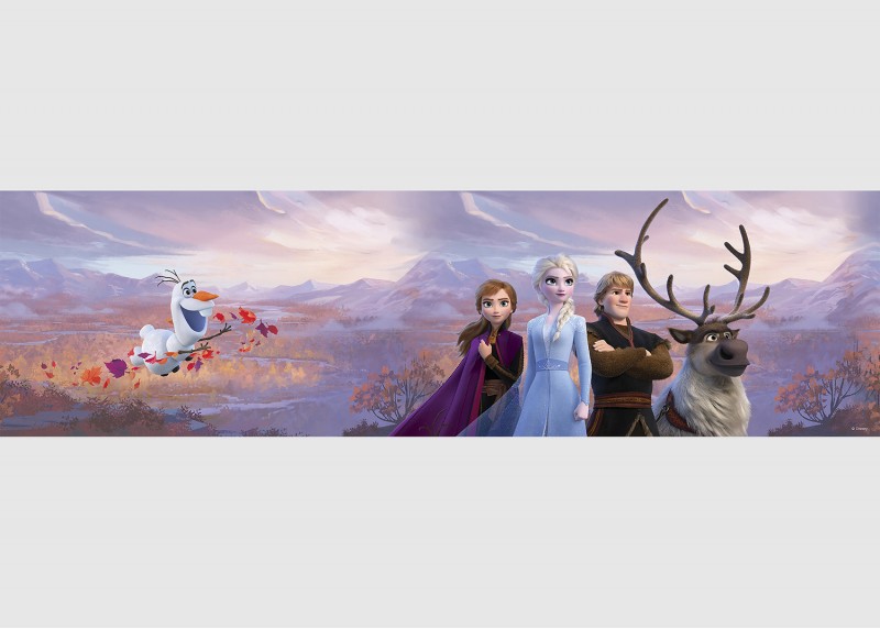 Elsa s přáteli v horách, Frozen 2, Disney, samolepící bordura do dětského pokoje, 5 m x 13.8 cm, WBD 8112