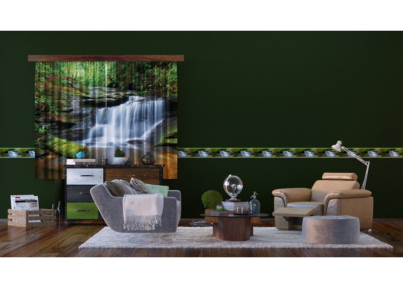 Vodopád, samolepící bordura pro stěny obývacího pokoje, ložnice, jídelny, kuchyně, chaty, AG Design, 5 m x 13.8 cm, WB 8206