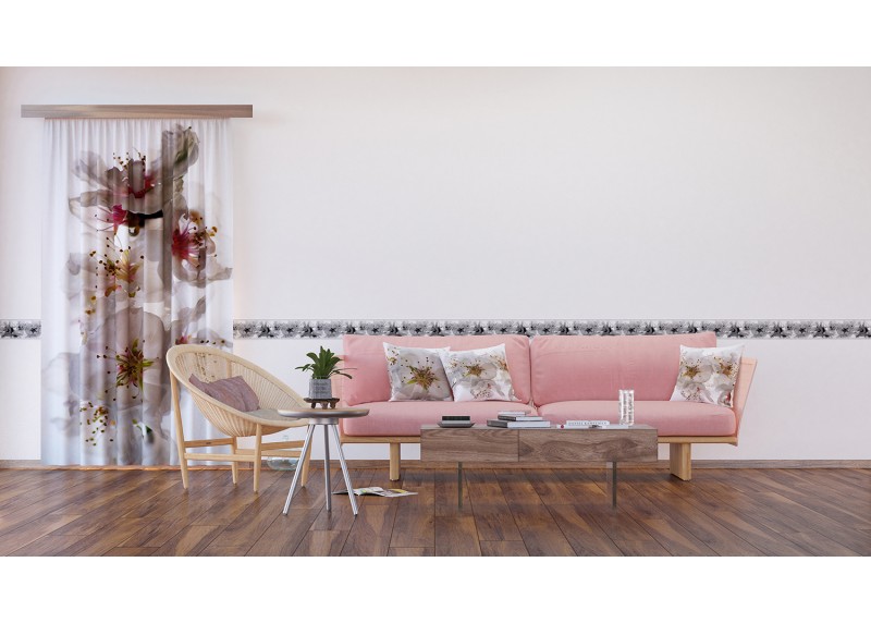 Něžné květy jabloní, samolepící bordura pro stěny obývacího pokoje, ložnice, jídelny, kuchyně, chaty, AG Design, 5 m x 14 cm, WB 8208