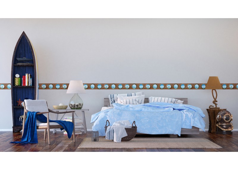 Ostrov, samolepící bordura pro stěny obývacího pokoje, ložnice, jídelny, kuchyně, chaty, AG Design, 5 m x 13.8 cm, WB 8221