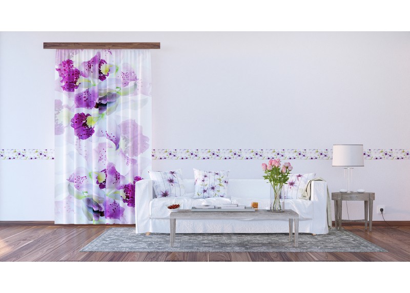Květy, samolepící bordura pro stěny obývacího pokoje, ložnice, jídelny, kuchyně, chaty, AG Design, 5 m x 13.8 cm, WB 8235