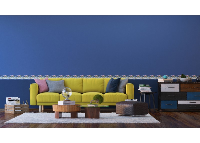 Květy, samolepící bordura pro stěny obývacího pokoje, ložnice, jídelny, kuchyně, chaty, AG Design, 5 m x 13.8 cm, WB 8237