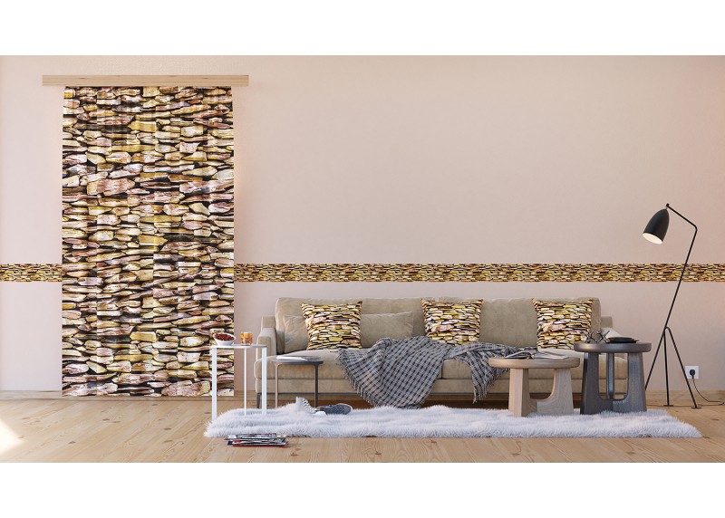 Kameny, samolepící bordura pro stěny obývacího pokoje, ložnice, jídelny, kuchyně, chaty, AG Design, 5 m x 13.8 cm, WB 8241