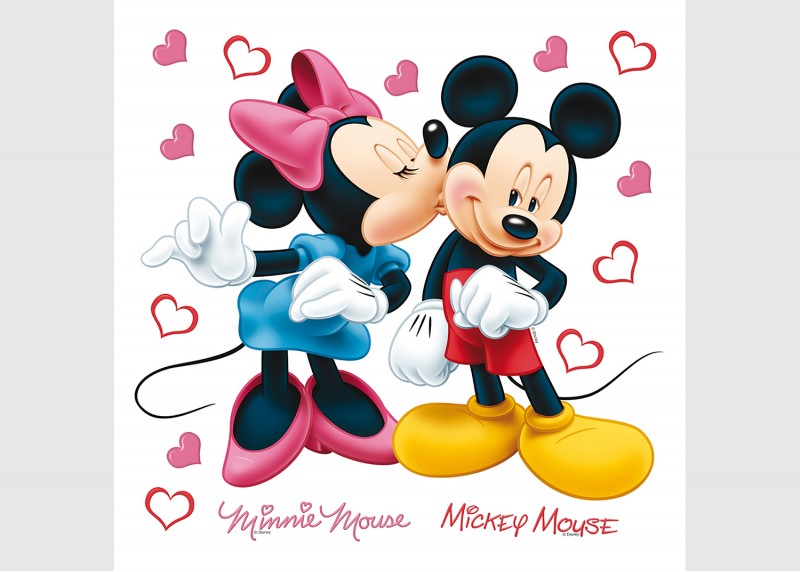 Samolepka na zeď dětská,  AG Design, DKs 1085, Disney, Mickey Mouse, Minnie a Mickey spolu, 30x30 cm