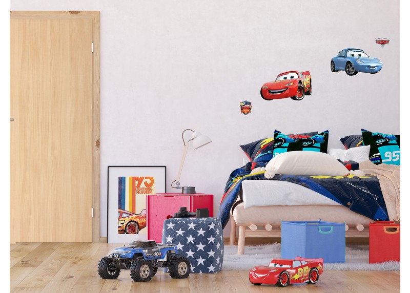 Samolepka na zeď dětská,  AG Design, DKs 1088, Disney, Auta, McQueen a Sally, 30x30 cm