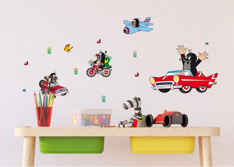 Krtek v autě, dekorační nálepky na stěny, nábytek a interiérové předměty v dětském pokoji, 30 x 30 cm, 1091 DKS