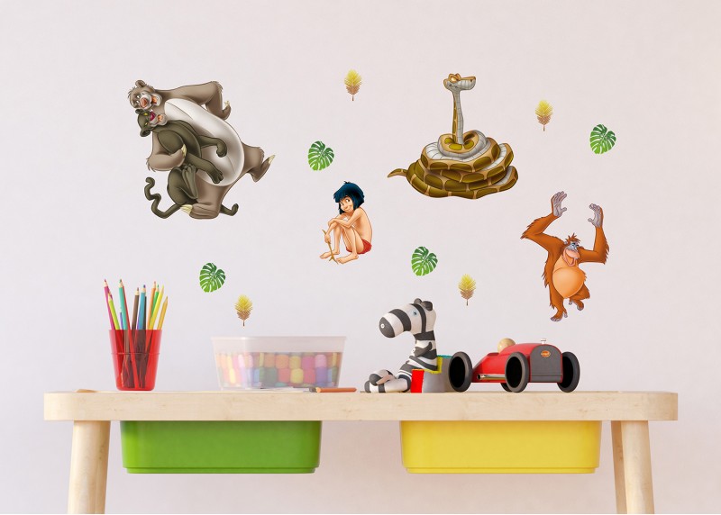 Samolepka na zeď dětská,  AG Design, DKs 1093, Disney, Mauglí a džungle, 30x30 cm