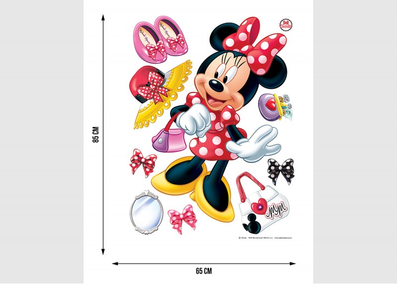 Samolepka na zeď dětská,  AG Design, DK 1703, Disney, Minnie Mouse, Krásná Minnie, 65x85 cm