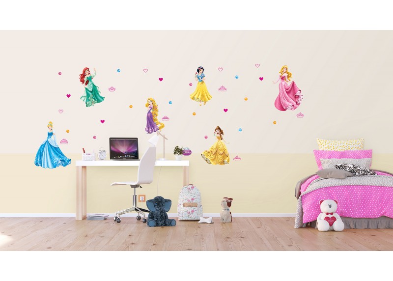 Samolepka na zeď dětská,  AG Design, DK 1706, Disney, Princezny a koruny, 65x85 cm
