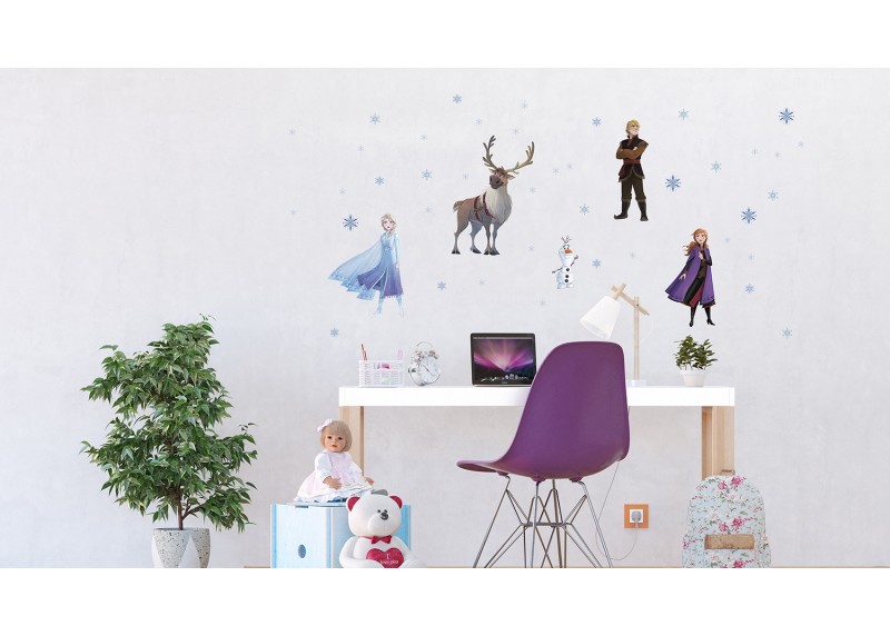 Samolepka na zeď dětská,  AG Design, DK 1732, Disney, Ledové království, Elsa a Anna ve vločkách, 42,5x65 cm