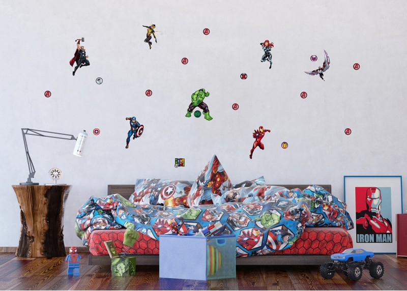 Avengers, Marvel, dekorační nálepky na stěny, nábytek a interiérové předměty v dětském pokoji, AG Design, 42,5 x 65 cm, DK 1739