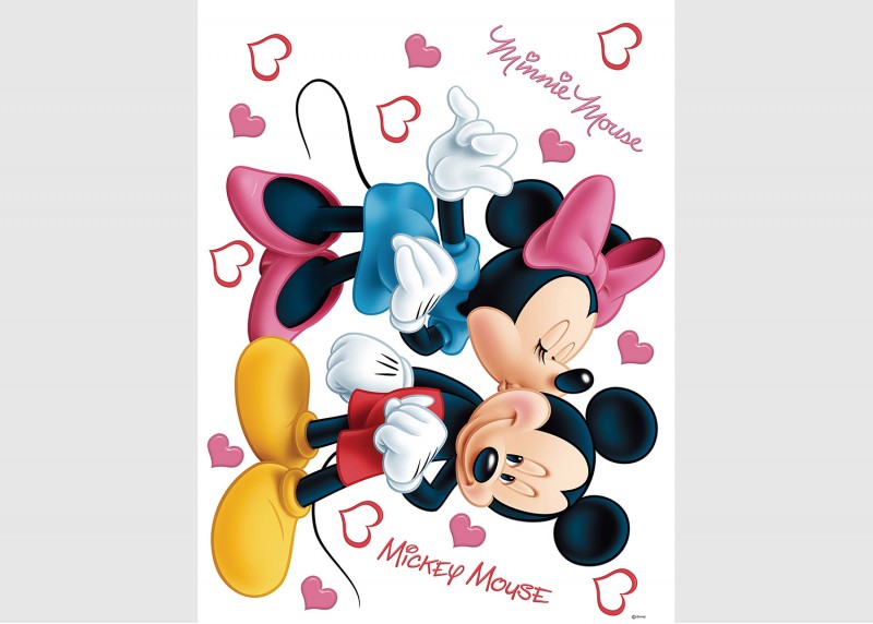 Samolepka na zeď dětská,  AG Design, DK 1753, Disney, Mickey Mouse, Minnie a Mickey spolu, 42, 5x65 cm