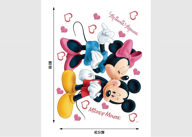 Samolepka na zeď dětská,  AG Design, DK 1753, Disney, Mickey Mouse, Minnie a Mickey spolu, 42,5x65 cm