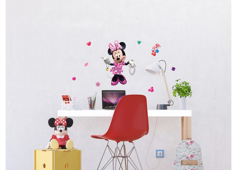 Samolepka na zeď dětská,  AG Design, DK 1754, Disney, Minnie Mouse, Minnie a šperky, 42,5x65 cm