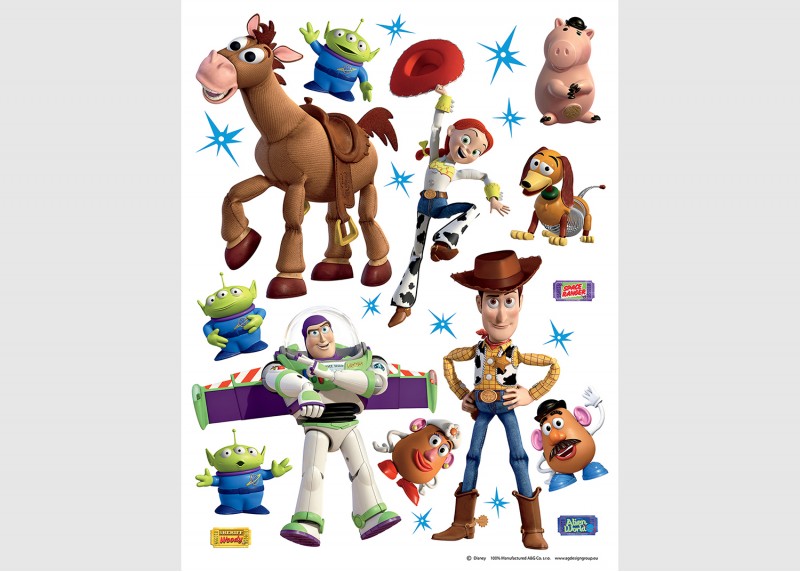 Samolepka na zeď dětská,  AG Design, DK 1771, Disney, Příběh hraček, Woody, Buzz a Jessy, 65x85 cm