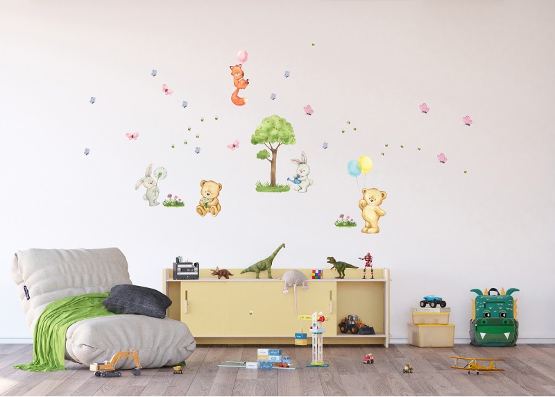 Medvídek , dekorační nálepky na stěny, nábytek a interiérové předměty v dětském pokoji, AG Design, 65 x 85 cm, DK 2333 - 006