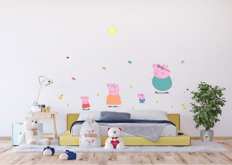 Prasátko Peppa , dekorační nálepky na stěny, nábytek a interiérové předměty v dětském pokoji, AG Design, 65 x 85 cm, DK 2341 - 601
