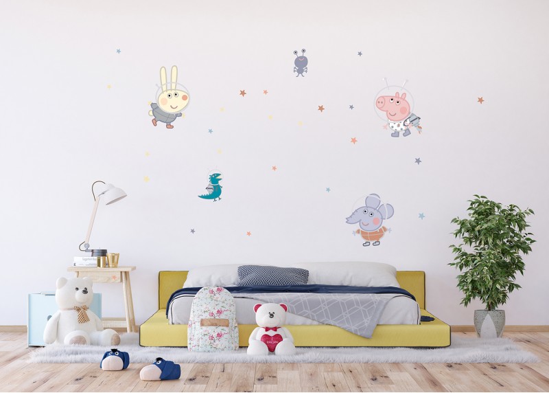 Prasátko Peppa , dekorační nálepky na stěny, nábytek a interiérové předměty v dětském pokoji, AG Design, 65 x 85 cm, DK 2345 - 603