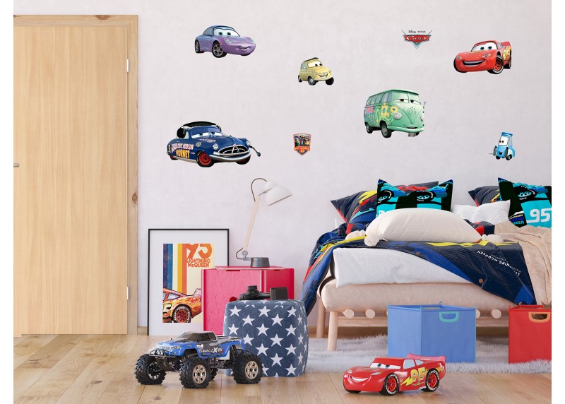 Samolepka na zeď dětská,  AG Design, DK 851, Disney, Auta, Závodní tým, 65x85 cm