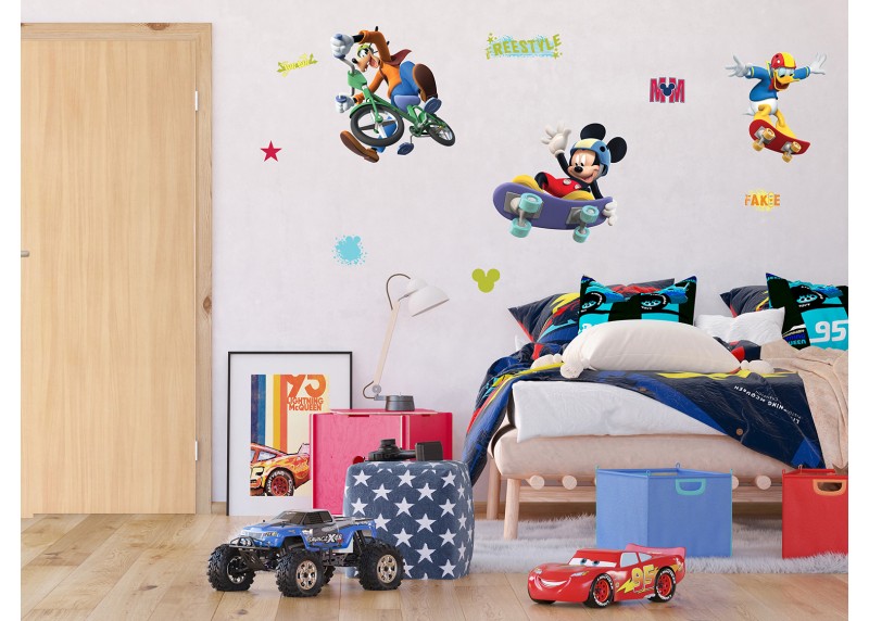 Samolepka na zeď dětská,  AG Design, DK 855, Disney, Mickey Mouse, Freestyle, 65x85 cm