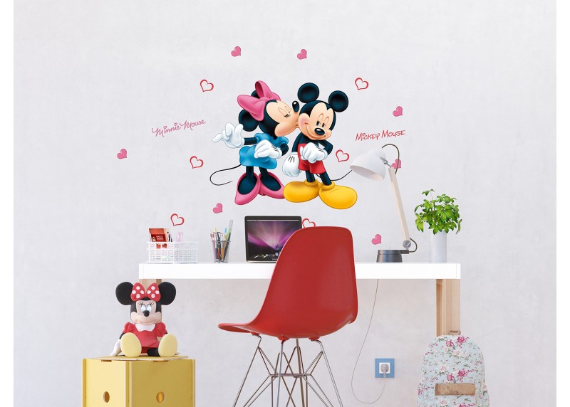 Samolepka na zeď dětská,  AG Design, DK 882, Disney, Mickey Mouse, Minnie a Mickey spolu, 65x85 cm