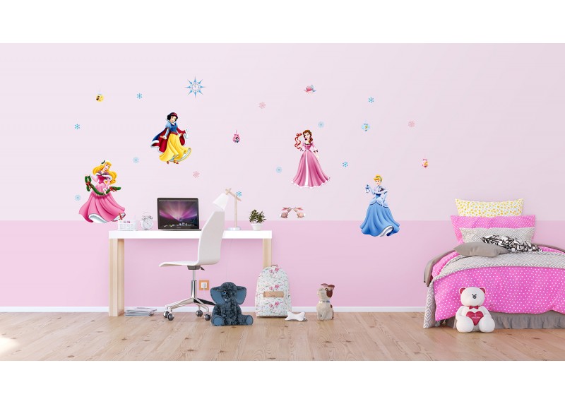 Samolepka na zeď dětská,  AG Design, DK 888, Disney, Princezny v zimních šatech, 65x85 cm
